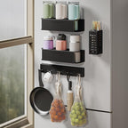 Magnetic Cup Holder for Fridge for 20/30/40 oz Stanley Tumblers Water Bottle Organizers 2 Pack & Lid Hooks with Straw Accessories Kitchen Storage (6 Cups, 5 Hooks)