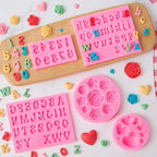 Silicone Letter Molds for Chocolate, 5 Pcs Alphabet Number Rose Heart Shape Candy Molds, Fondant Molds for Candy Cupcake Desserts Cake Decorations