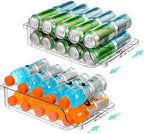 2 Packs Refrigerator Organizers and Storage Width Adjustable Can Organizer for Refrigerator Expandable Soda Can Dispenser for Beer Soda Pop Can Soda Organizer for Fridge Kitchen Pantry Clear