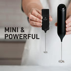 Mini & Mighty Milk Frother Wand – Powerful Handheld Coffee Frother, Battery Operated Drink Mixer – Compact Pocket Size – Detachable Whisk for Latte, Cappuccino, Matcha, Hot Chocolate – Black Marble