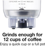 Proctor Silex Sound Shield Electric Coffee Grinder for Quiet Grinding, Stainless Steel Blades, Beans, Spices and More, 12 Cups, Black (80402)