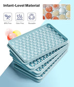 Mini Ice Cube Trays for Freezer - 0.6 IN Tiny Round Pebble Nugget Ice Mold Trays with Lid and Bin, Crushed Ice Trays Makes 104x4 pcs Ice balls - Easy Release Ice Maker for Cocktails, Drinks, Whisky