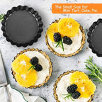 TORASO 11Inch, 9 Inch and 4 Inch Tart Pan with Removable Bottom, 2 Pcs Large Size Quiche Pan and 4 Pcs Small Size Pie Pan, Non-Stick Baking Pan (Set of 6)