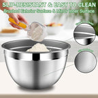 DUTZUN Mixing Bowls with Lids Set, Stainless Steel Mixing Bowls with Colander, Strainer with Mixing Bowl Set, Serving Bowl Kitchen Gift, Size 4.5, 2.5, 2, 1.5QT - Black