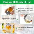 2 Pcs Stainless Steel Strainer, Metal Sieve Can Drainer, Food Grade Dishwasher Safe Tuna Press Oil Drainer Filter Colander for Kitchen Canned Beans Vegetables