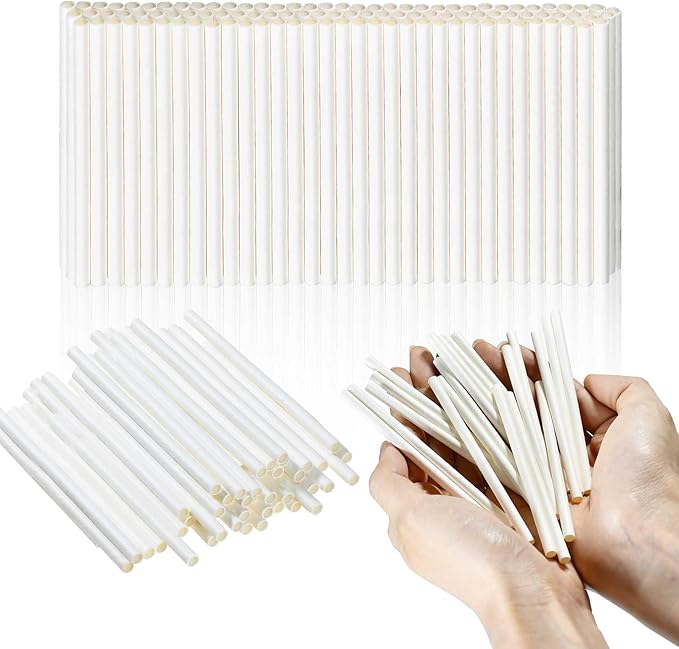 4'' x 0.2'' White Mini Paper Sipping Straws, Tasting & Sample Straws, Stirring Straw Sticks, Paper Sticks, DIY Crafts - Biodegradable, 500 Counts