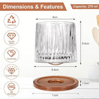 Rotatable Old Fashioned Glass, 275ml/10oz Crystal Whiskey Glass Set of 4, Wood Coaster, Thickening, Used as Rum Glass, Cocktail Cup, Coffee Cup, Milk Cup to Relax and Reduce Stress, Christmas gifts