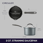 Circulon A1 Series w/ScratchDefense Nonstick Induction Straining 2qt SaucePan with Lid, Induction Cookware, 2-Quart Sauce Pan with Lid, Graphite