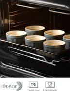 DOWAN 8 oz Porcelain Ramekins Bowls for Souffle, Creme Brulee, Classic Style Ramekins for Baking Oven Safe, Set of 6, Airy Blue