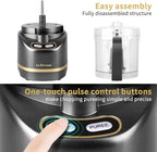 La Reveuse Electric Mini Food Processor with 200 Watts 2-Cup Prep Bowl for Mincing Chopping Grinding Blending Pureeing (Metallic Grey)
