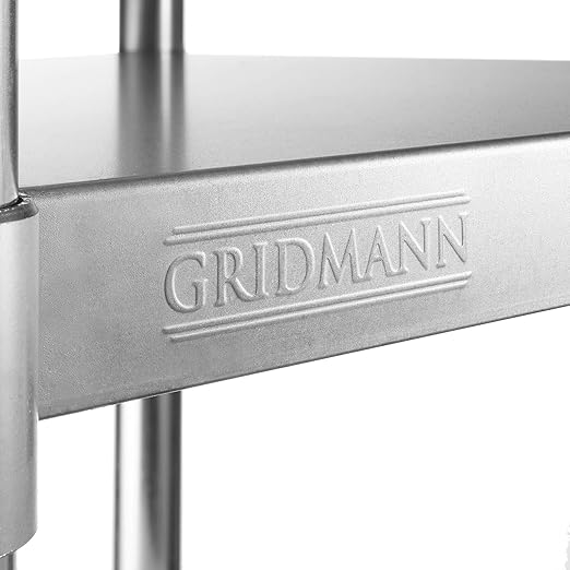 GRIDMANN Stainless Steel Kitchen Prep Table 72 x 24 Inches with Backsplash & Under Shelf, NSF Commercial Work Table for Restaurant and Home
