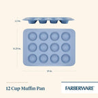 Farberware Easy Solutions Nonstick Bakeware Muffin/Cupcake Baking Pan, 12-cup with fill lines - Blue