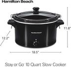 Hamilton Beach Slow Cooker, Extra Large 10 Quart, Stay or Go Portable With Lid Lock, Dishwasher Safe Crock, Black (33195)