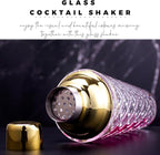 Gold Cocktail Shaker Set - Premium Glass Bartender Kit with Measuring Jigger, Mixing Spoon, and Muddler