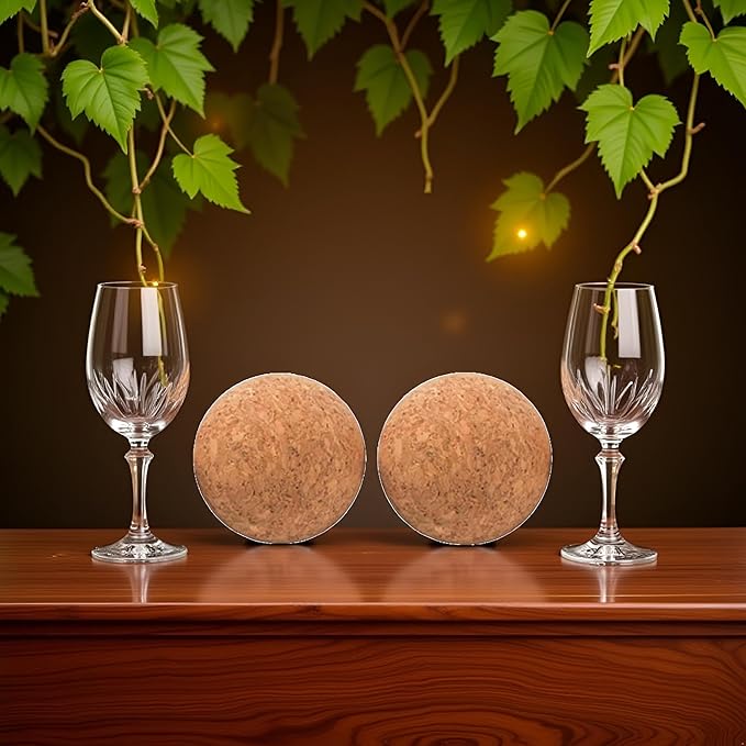 2Pcs Wooden Wine Cork Ball Stopper Plugs for Wine Decanter Carafe Bottle Replacement Wine Stoppers and Pourers Bar Tools