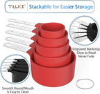 TILUCK Measuring Cups & Spoons Set, Stackable Cups and Spoons, Nesting Measure Cups with Stainless Steel Handle, Kitchen Gadgets for Cooking & Baking (Red)