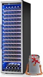 24 Inch Wine Cooler Refrigerator,187 Bottles Large Wine Fridge Freestanding Tall Wine Cooler with Upgraded Compressor, Low Noise and Elegant Design for The Wine Lovers
