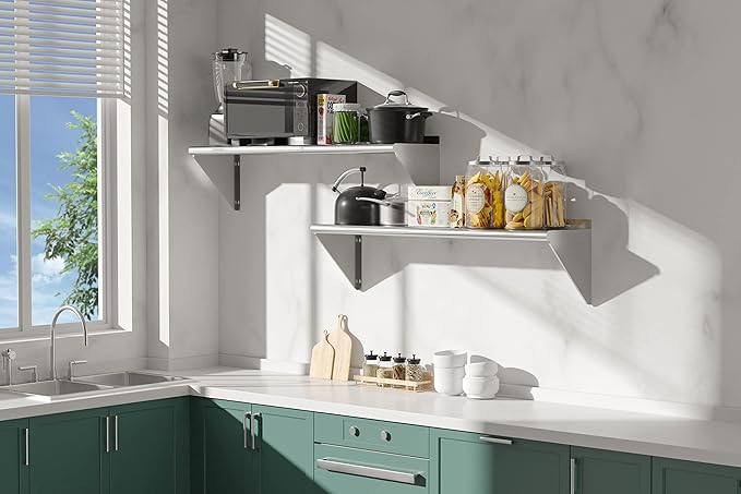 2 Pack Stainless Steel Shelf 12"x48" 320LB, Commercial Wall Mounted Metal Shelving for Home Kitchen, Restaurant