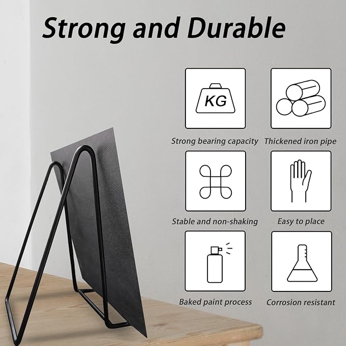 10 Pcs Plate Stands for Display,8 Inch Plate Holder Display Stand, Metal Frame Bracket for Book, Picture, Decorative Plate, Photo, and Platter, Desktop Display Shelf, Tabletop Art