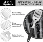 Grill Tools BBQ Accessories Set of 2, 15.8'' Heavy Duty Stainless Steel Grill Utensils with Grill Spatula and Fork, Full Tang Silicone Handle, Outdoor Grilling Tools Barbecue Accessories