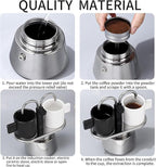 Stainless Steel Moka Pot,2 Cup Stovetop Double Spout Espresso Maker, Easy to operate, Making Coffee Quickly,100ML Moka Pot for Home Outdoor Camping