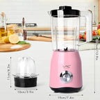 Blender for Smoothies,300W Personal Blender and Grinder Combo for Kitchen with a 54oz Portable Smoothie Cups,Shakes,Juices,Frozen Drinks and a 12oz Coffee Cup with Seal Cover (Pink)