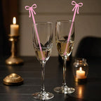 20PCS Drink Stirrers Cocktail - Shimmeroo Pink Bow Acrylic Drink Stirrers, 6 Inch Long Reusable Plastic Stirrer for Wedding Birthday Bridal Bachelorette Party Supplies Cupcake Decorations