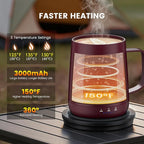 Smart Self Heating Coffee Mug,14oz Temperature Control Coffee Mug,Hot up to 150°F,Rechargeable Heated Coffee Mug,Up to 6H Battery Life,Coffee Cup Warmer,Great Gift for Coffee Lovers,Dad,Mom (Claret)