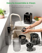 Kismile Cold Press Juicer Machine with 5 Modes, ABS Housing & HD Display, 4.5" Wide Feed Chute Slow Juicer for Fruits & Vegetables, Quiet Masticating Juicer Press, Easy to Clean, High Juice Yield