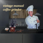 Manual Coffee Grinder Vintage Wooden Coffee Bean Grinder Hand Grinder Roller Antique Coffee Mill for Making Mesh Coffee Classic French Press for Decoration (Quadrilateral)