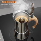 Induction Moka Pot, Stainless Steel, Stovetop Espresso Coffee Maker, 6 Cup/300ml/10.1oz, Easy to Use and Clean, Camping Home Use | for Mocha Cappuccinos, Lattes