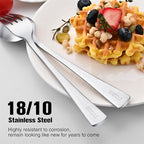 KINGSTONE Silverware Set for 12, 60-Piece 18/10 Stainless Steel Flatware Set, Forged Cutlery Set Matte Satin Finish for Home, Restaurant, Wedding, Party,Gift, Dishwasher Safe