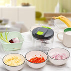 Manual Food Processors & Chopper with Cover and Handle, Manual Onion Chopper Slicer Cutter, Vegetable Chopper, Suitable for Garlic Carrots Onions Peppers Fruits Mincing.（900ML）