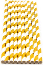 Pack of 900 Gold Foil Swirls Biodegradable 4-Ply Paper Drinking Straws (Compostable, Non-toxic, BPA-free)