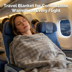 Gray Travel Blanket for Airplane, Soft Lightweight Flannel Blanket, Compact & Portable with Storage Bag, Luggage Strap & Clip, Cozy Travel Essential for Flights, Road Trips & More,40.7''×64.1‘’
