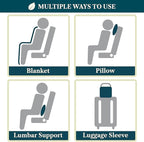 PAVILIA Travel Blanket Pillow, Airplane Blanket Set in Soft Bag with Pockets, Plane Blanket Compact Packable, Flight Essentials Car Pillow, Travelers Accessories Gifts, Luggage Strap, Gray