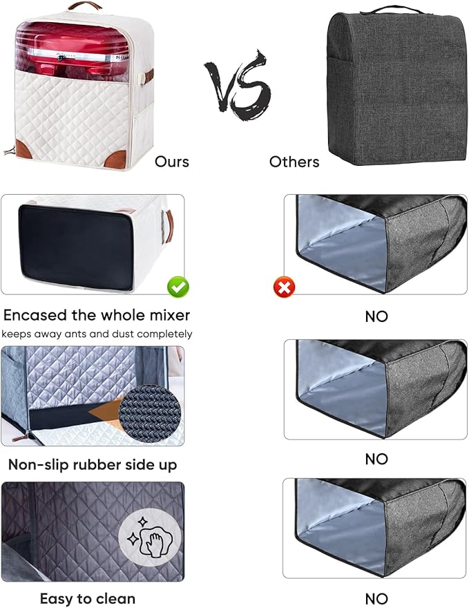 BAGSPRITE Stand Mixer Cover with Appliance Sliders Base Compatible with KitchenAid Mixer-Storage Bag for 6/7/8 Quart with Pockets for Kitchen Aid Accessories and Attachments