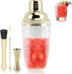 Glass Cocktail Shaker Set, Glass Bartender Kit with Measuring Jigger, Mixing Spoon, and Muddle, Premium Bar Tool Set for Crafting Martinis & Whiskey Cocktails Home Bar Accessories