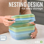 Ello Snap & Nest 10-Piece 4.5 Cup Plastic Meal Prep Set, Reusable Food Containers for Healthy Eating, Freezer, Dishwasher Safe, Cactus Blooms