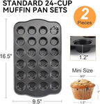 Cupcake Pan Nonstick 2 Pack (Grey, Mini 24 cup)