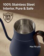 INTASTING Gooseneck Electric Kettle, ±1℉ Temperature Control, Stainless Steel Inner, Quick Heating, for Pour Over Coffee, Brew Tea, Boil Hot Water, 0.9L (Navy Blue)