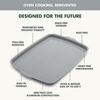 GreenPan Premiere Ovenware Healthy Ceramic Nonstick 18" x 13" Half Rectangular Baking Pan, PFAS-Free, Warp-Free Bakeware, Durable Quick Heating, Oven & Broiler Safe to 600F, Dishwasher Safe, Gray