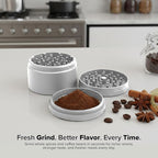 HerbSaver 2.5 Inch Aluminum Spice Grinder – Manual Kitchen Grinder with Sharp Teeth, Magnetic Lid, Matte Finish for Pepper, Salt and Seasonings (Silver)