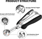 Small Cookie Scoop 2 tsp for Baking, Professional Stainless Steel Mini Ice Cream Scoop 30mm, Cookie Dough Scooper Meatball Scoop, Good Soft Grips, Quick Trigger Release, 10ml (2 Teaspoon)