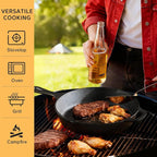 EWFEN Cast Iron Skillet 3-Piece Set, Heavy-Duty Professional Restaurant Chef Quality Pre-Seasoned Pan Cookware Set, 6", 8", 10" Pans For Frying, Saute, Cooking, Use Indoor/Outdoor, Oven, Grill