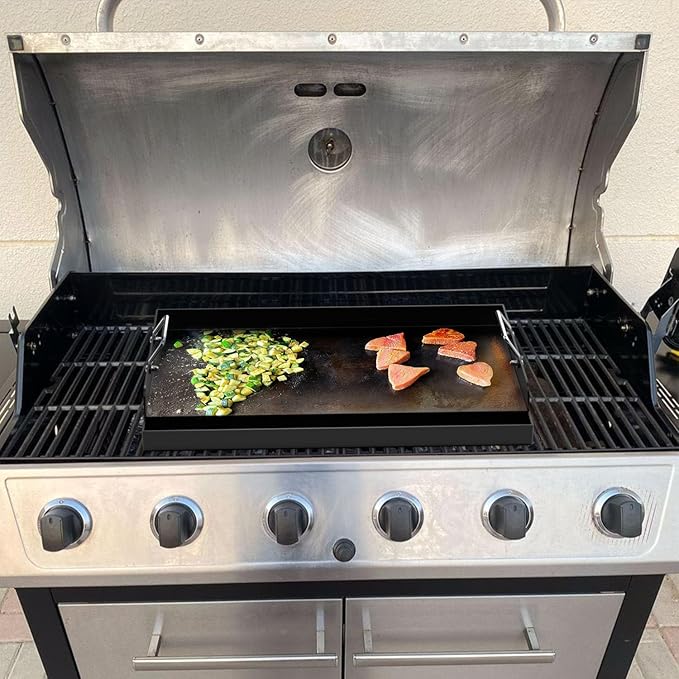 Universal Carbon Steel Griddle for Gas Grill/Kitchen Stove Top, Large Griddle Pan for Camp Camping,Tailgating and BBQ Accessories, Plancha Para Cocinar, 25" x 16" Stove Top Skillet Pan, Gift for men