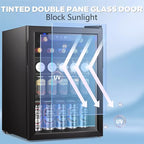 2.7 Cu.ft Beverage Refrigerator Cooler, 95 Can Mini Fridge Glass Door with Adjustable Shelves, Digital Temperature Display, Freestanding Small Drink Fridge for Home, Office or Bar(Black)