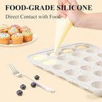 Vinino Silicone Cupcake Pan Set with Metal Reinforced Frame, Regular 12 Cup and Mini 24 Cup Muffin Pans for Baking with Non-Slip Handle, Nonstick Muffin Tray for Oven, BPA Free, Dishwasher Safe