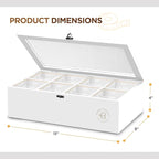 Tea Bag Organizer - White Bamboo Tea Box Organizer Storage Box, Tea Bag Holder with Acrylic Window, Magnetic Lid Keeps Tea Bags Fresh - Tea Organizer Caddy (Tea Not Included) Christmas Gift