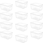 YIHONG 12 Pack Clear Pantry Organizer Bins, Plastic Containers with Handle for Kitchen,Freezer,Cabinet,Closet,Bathroom Under Sink Storage